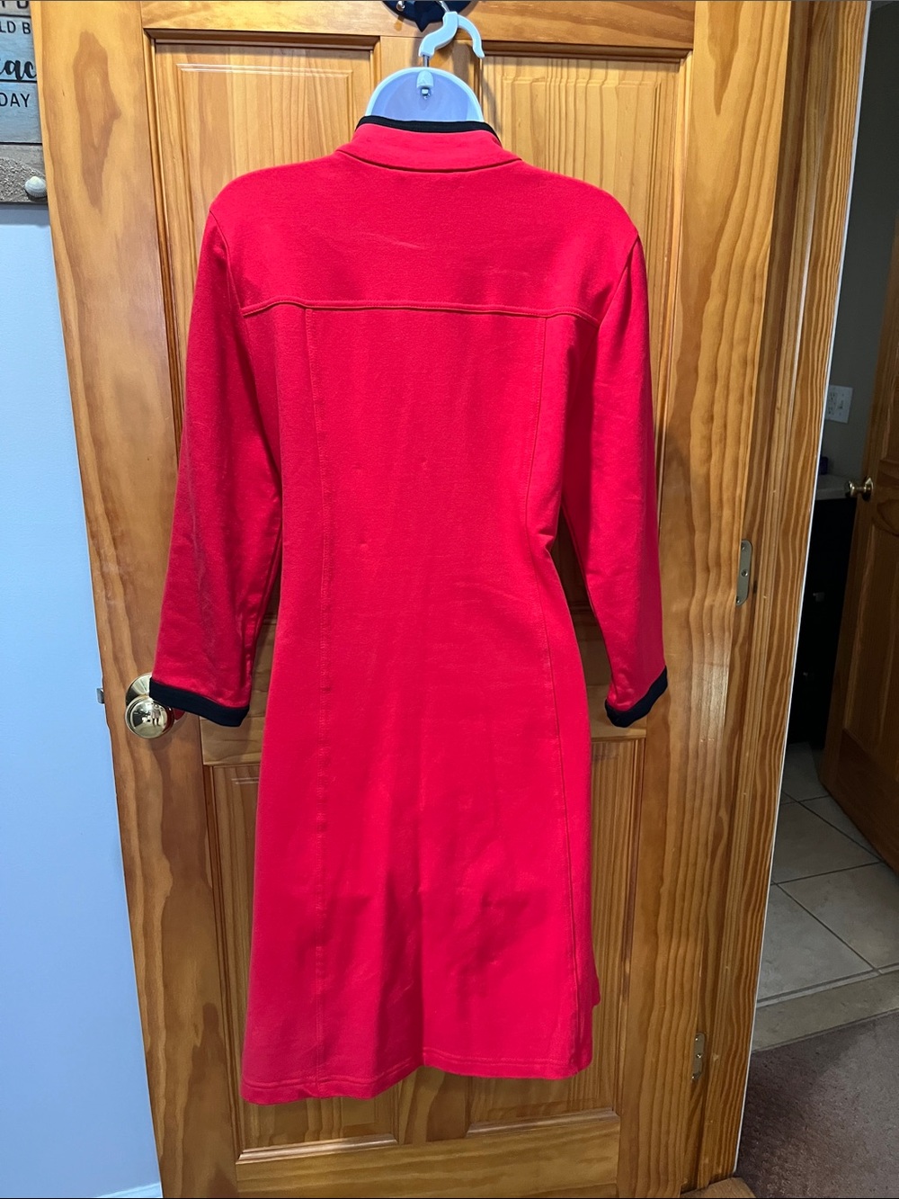 Beautiful Boston Proper Red Dress with pretty gold zipper detailing - Picture 8 of 10